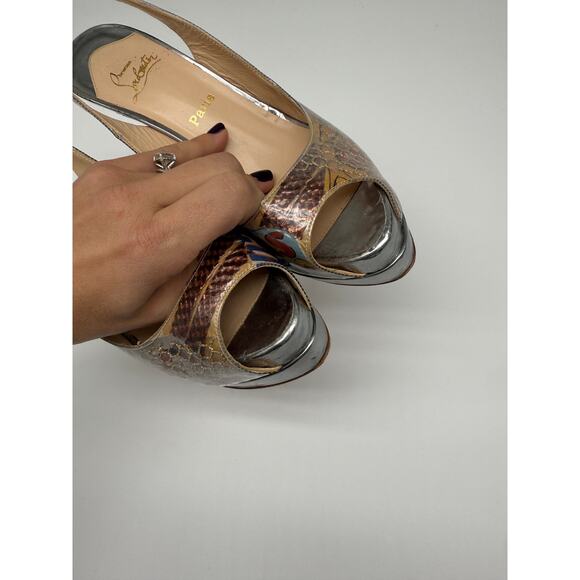 Christian Louboutin PVC Print Slingback Pumps Multicolor Women's Size 39 - Picture 14 of 14